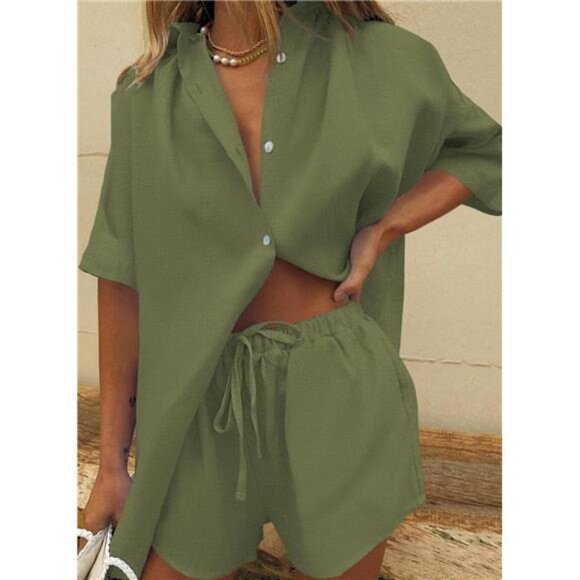 2 Piece Outfit Summer Short Sleeve Top and Shorts Sweatsuit Set - Picture 6 of 7